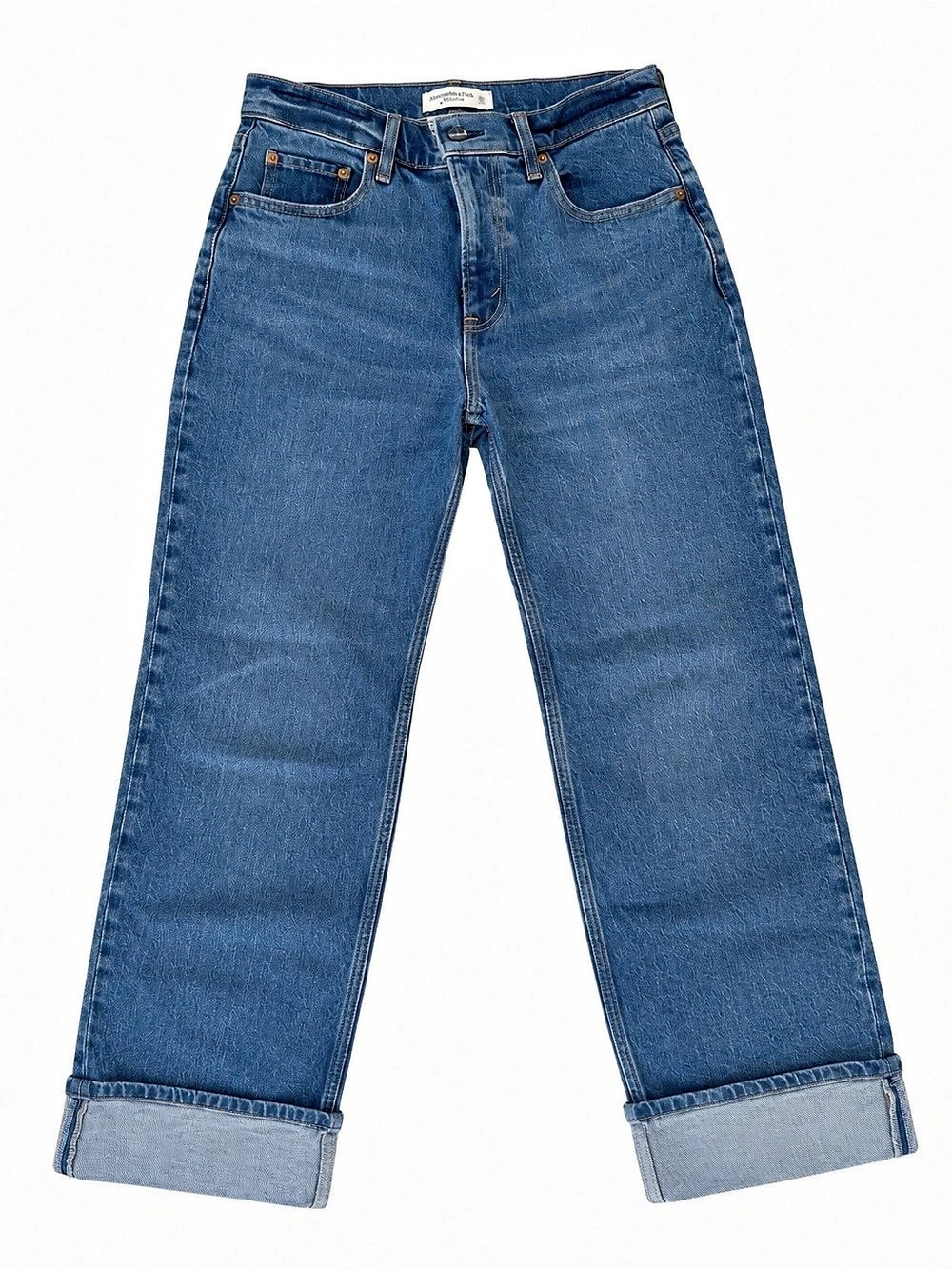 Abercrombie & Fitch High Rise 90's Relaxed Jeans Blue Jeans Waist 27 Short